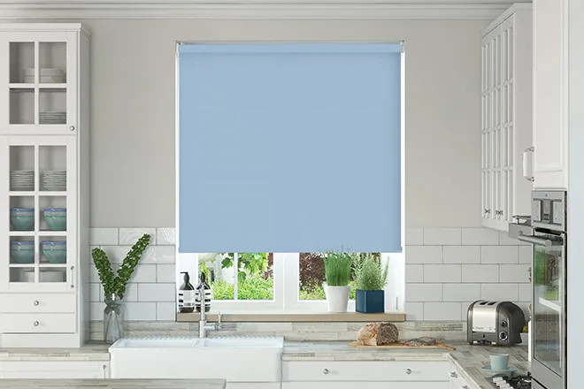 Oxford Safe+ Baby Blue - Fire Retardant & Moisture Resistant Roller Blind