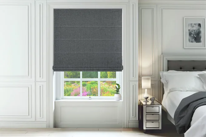Collodi Dark Grey - Herringbone Woven Roman Blind