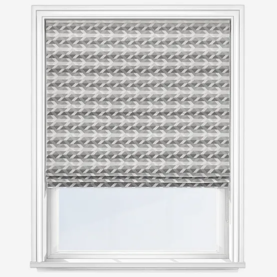 Pixel Cool Grey Roman Blind