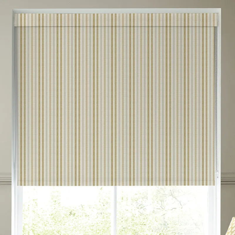 Emily Bond Cornish Stripe Blackout Made To Measure Roller Blind Gold Natural