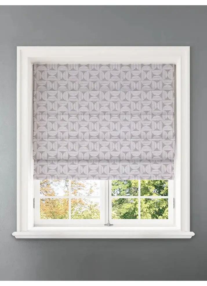 Penthouse Crescent Frost Geometric Pattern Roman Blind