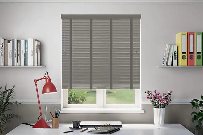 Millennium Iron - 50mm Aluminium Venetian Blinds With Dark Grey Tapes