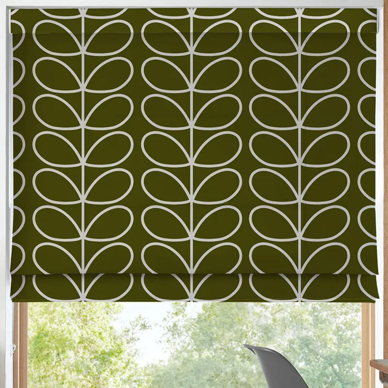 Orla Kiely Jumbo Linear Stem Made To Measure Roman Blind Kelp