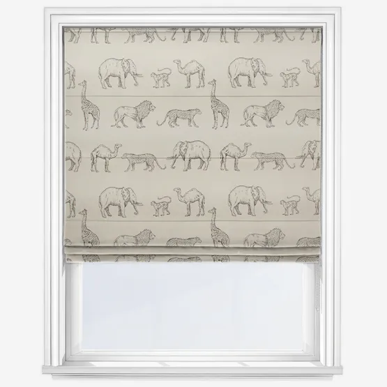 Prairie Animals Anthracite Roman Blind