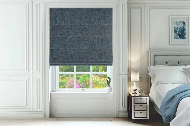 Hastings Navy - Designer Basketweave Roman Blind