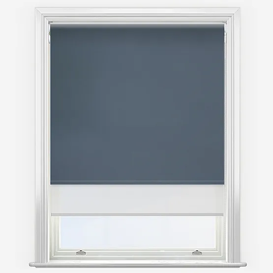Double Roller Fusion Blackout Midnight Blue & White Double Roller Blind