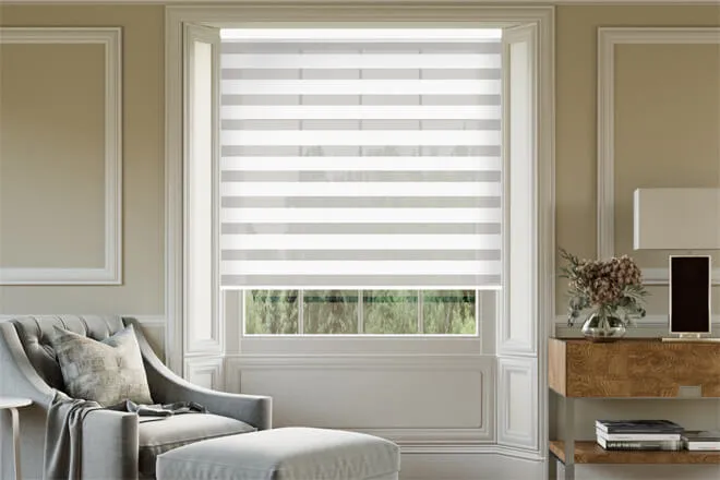 Dansk White Day And Night Blind With Matching Box Weave
