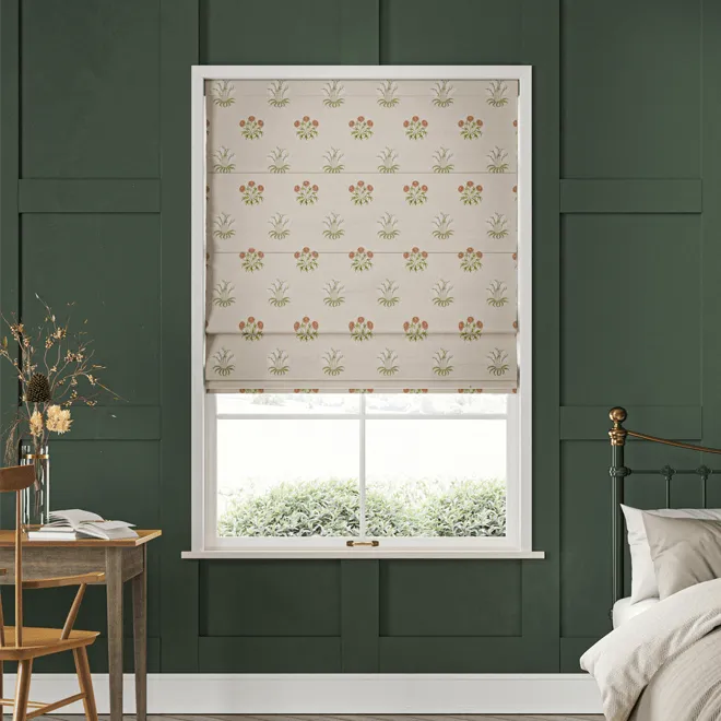 William Morris At Home Lily Flower Embroidery Nettle - Designer Roman Blind