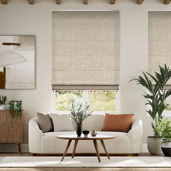 Pure Linen & Cayenne Trimmed Roman Blind