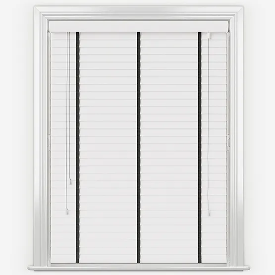 Statement Bright White With Jet Tapes Wooden Venetian Blinds