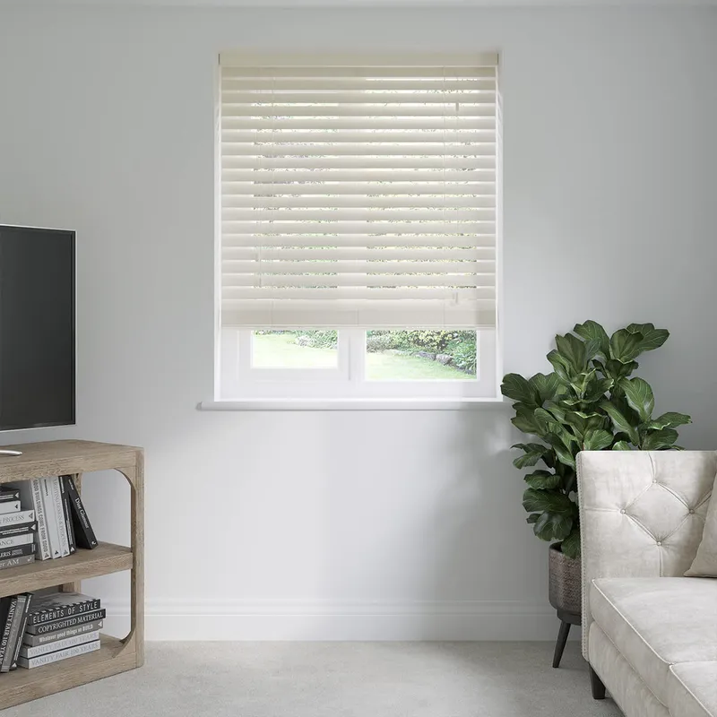 Fantasy Chalk White Faux Wooden Blinds 50mm