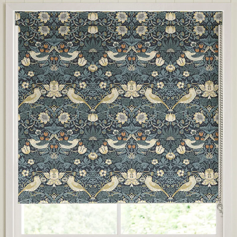 William Morris Strawberry Thief Translucent Made To Measure Roller Blind Indigo
