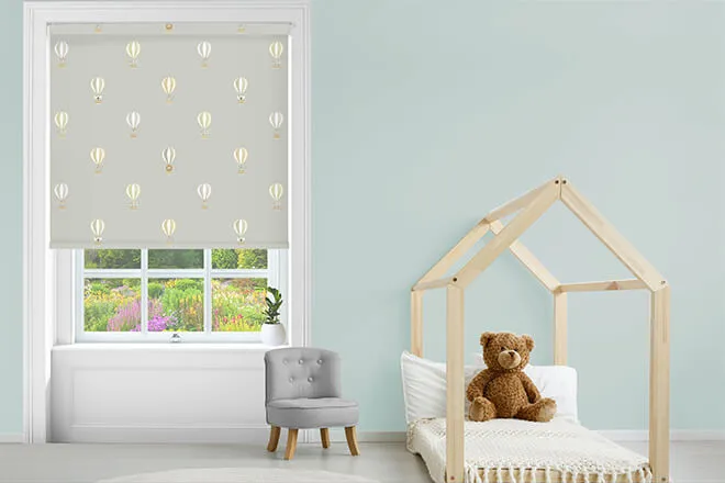 Sophie Allport Bears & Balloons Mint Grey - Designer Roller Blind