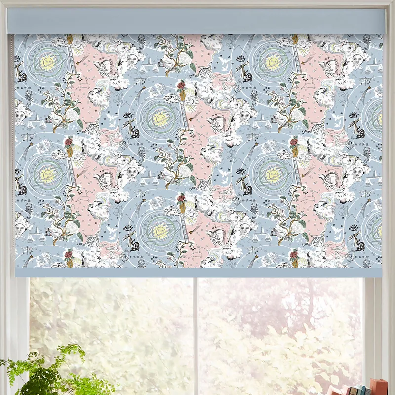 Cath Kidston Power To The Peaceful Made To Measure Roller Blind Pink Blue