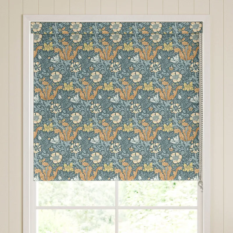William Morris Compton Blackout Made To Measure Roller Blind Bluebird