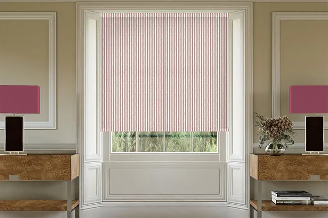 Emily Bond Oscar Stripe Raspberry - Designer Roller Blind