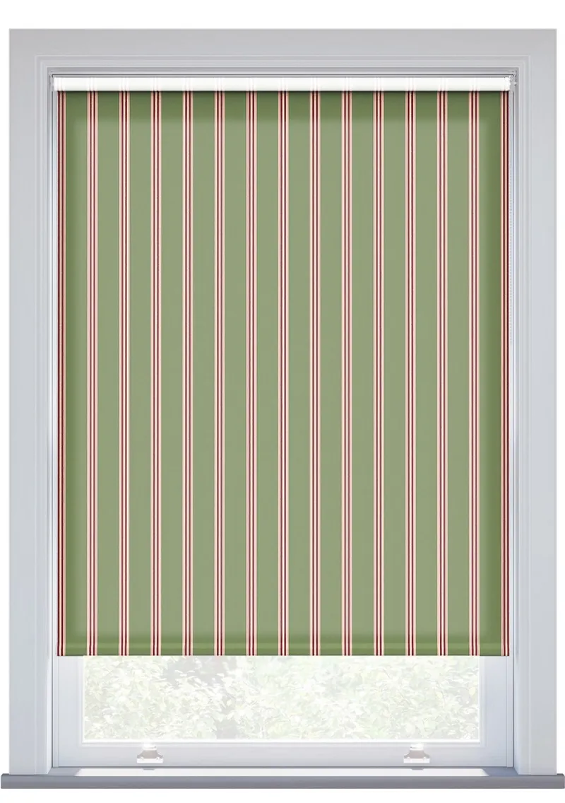 Jl X Sanderson Arbre Stripe Thyme Raspberry Roller Blind
