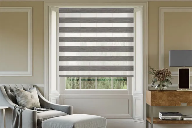 Dallas Grey Blackout Day And Night Blind With Ultra Fine Voile