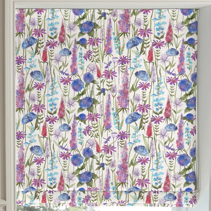 Voyage Florabunda Made To Measure Roman Blind Bluebell Ecru