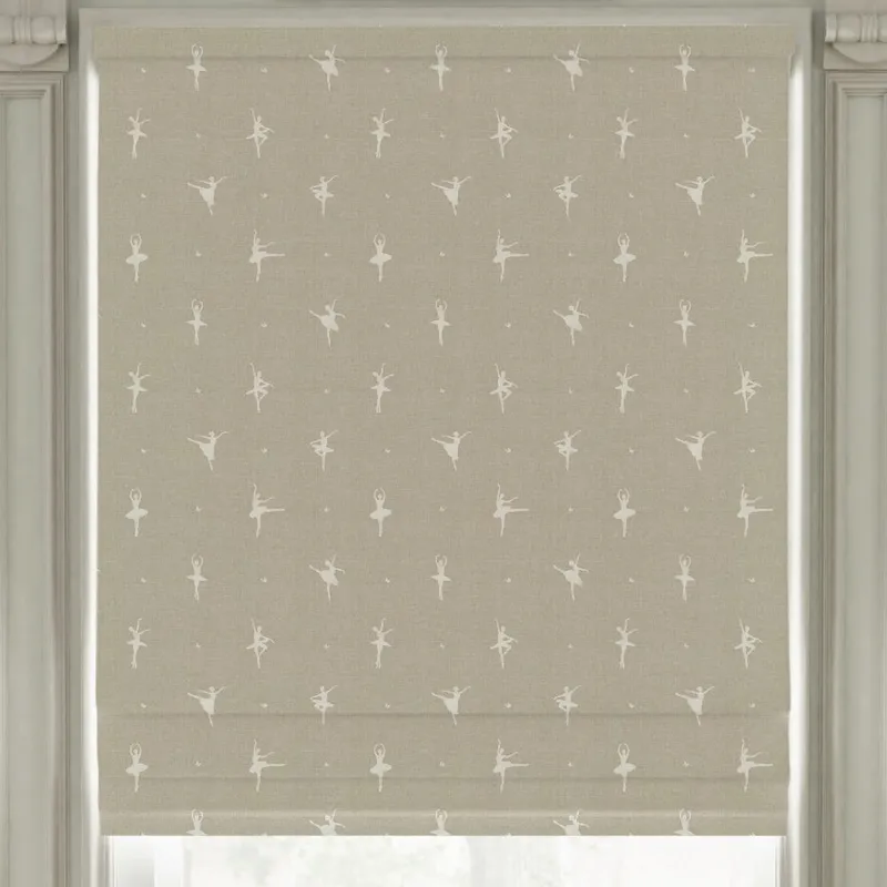 Ante Decor Ballerinas Printed Cotton Made To Measure Roman Blind Toasted Marshmallow