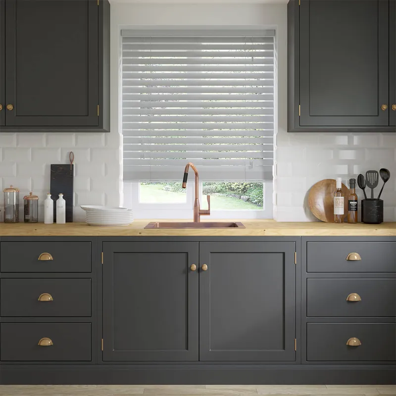 Satellite Grey Faux Wooden Blinds 50mm