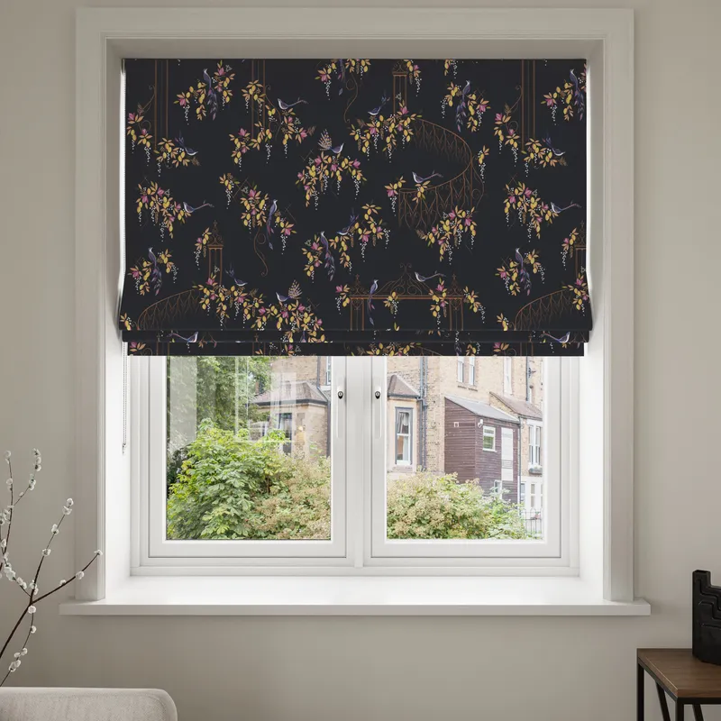 Sara Miller Birds & Gate Deep Navy Blinds Uk