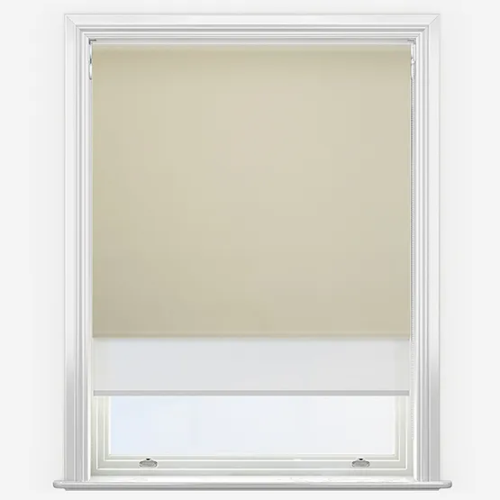 Double Roller Fusion Blackout Warm Stone & White Double Roller Blind