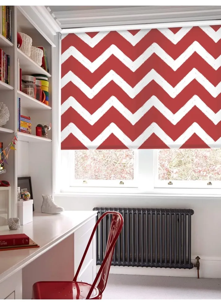 Chevron Red Roller Blind