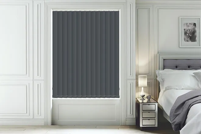 Hannah Slate Grey - Moisture Resistant Blackout Vertical Blind