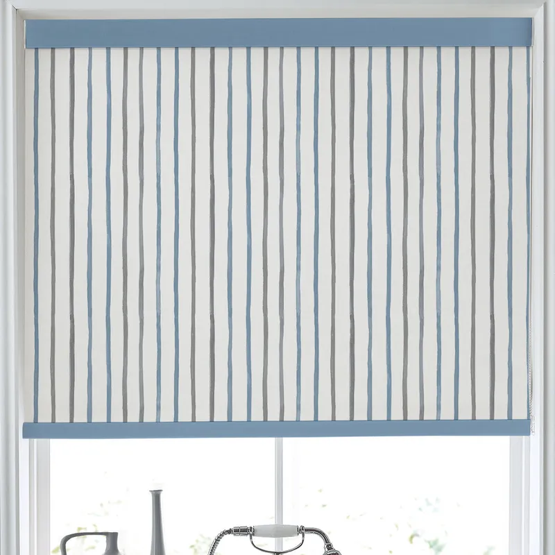 Laura Ashley Painterly Stripe Made To Measure Blackout Roller Blind River