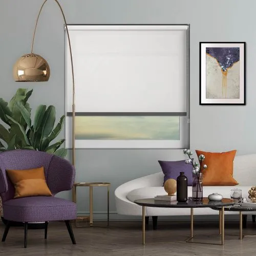 Origin White Anthracite Bottom Bar Roller Blind