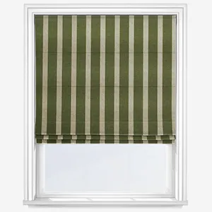 Emily Bond Parasol Stripe Fern Green Roman Blind