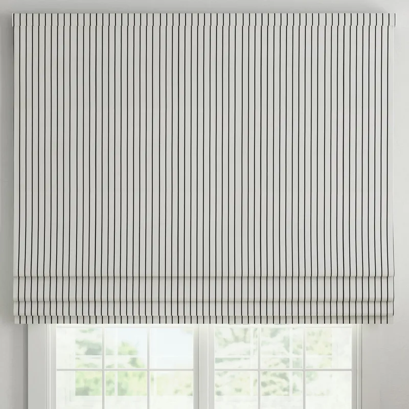 Ante Decor Burgess Printed Cotton Stripe Made To Measure Roman Blind White Black