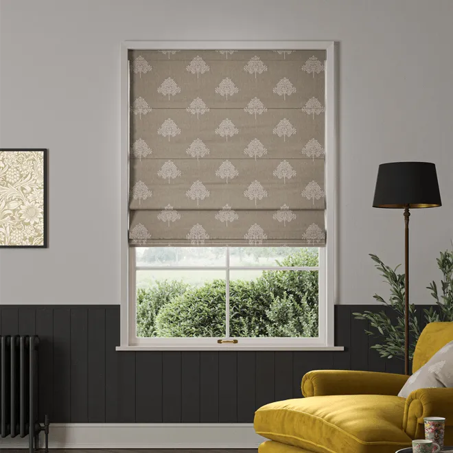 William Morris At Home Marigold Tree Embroidery Linen - Designer Roman Blind
