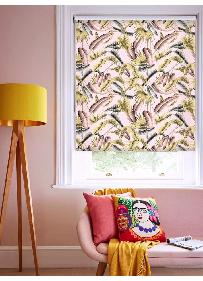 Venezuela Blush Tropical Leaf Roller Blind By Boon &Amp; Blake