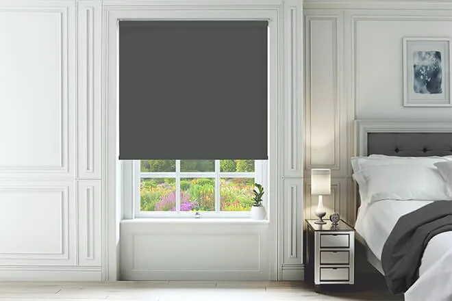 Cambridge Safe+ Charcoal - Fire Retardant & Moisture Resistant Blackout Roller Blind