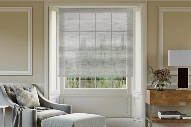 Portage Grey - Striped Sheer Voile Roller Blind