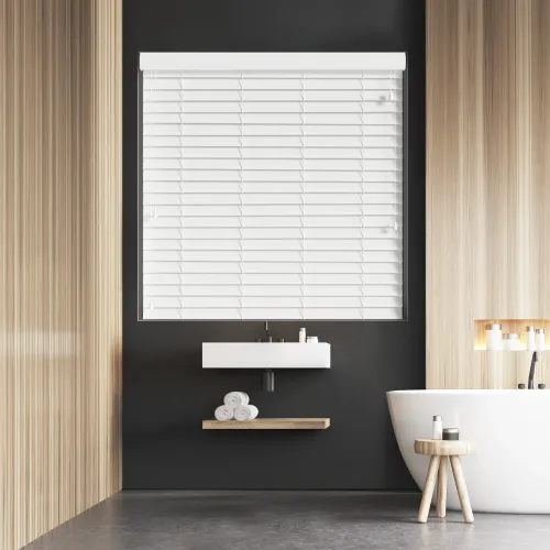 True White Faux Wood Blind