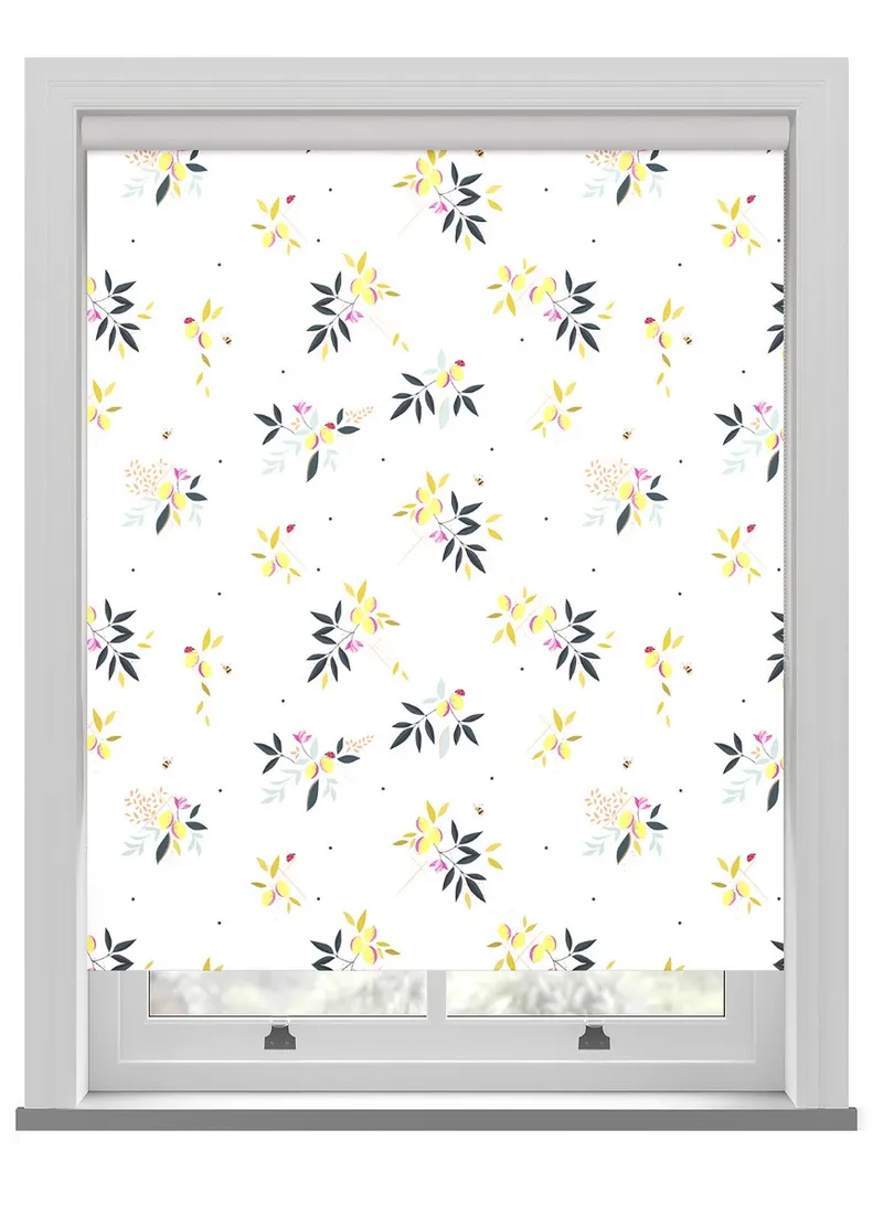 Sara Miller Lemon Cluster White Roller Blind