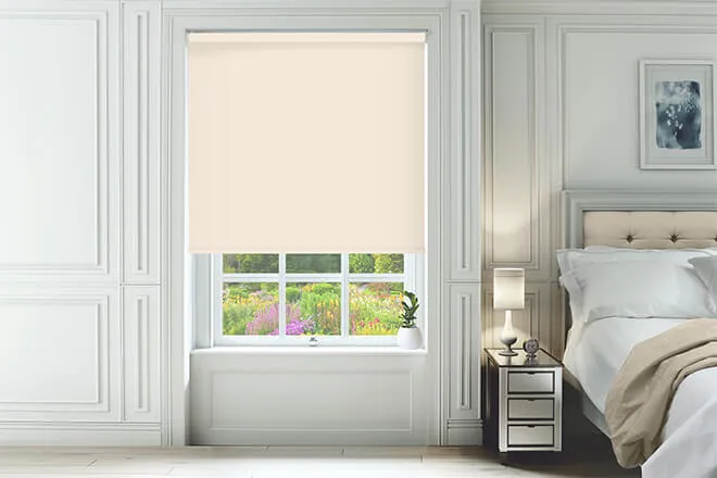 Cambridge Safe+ Warm Ivory - Fire Retardant & Moisture Resistant Blackout Roller Blind
