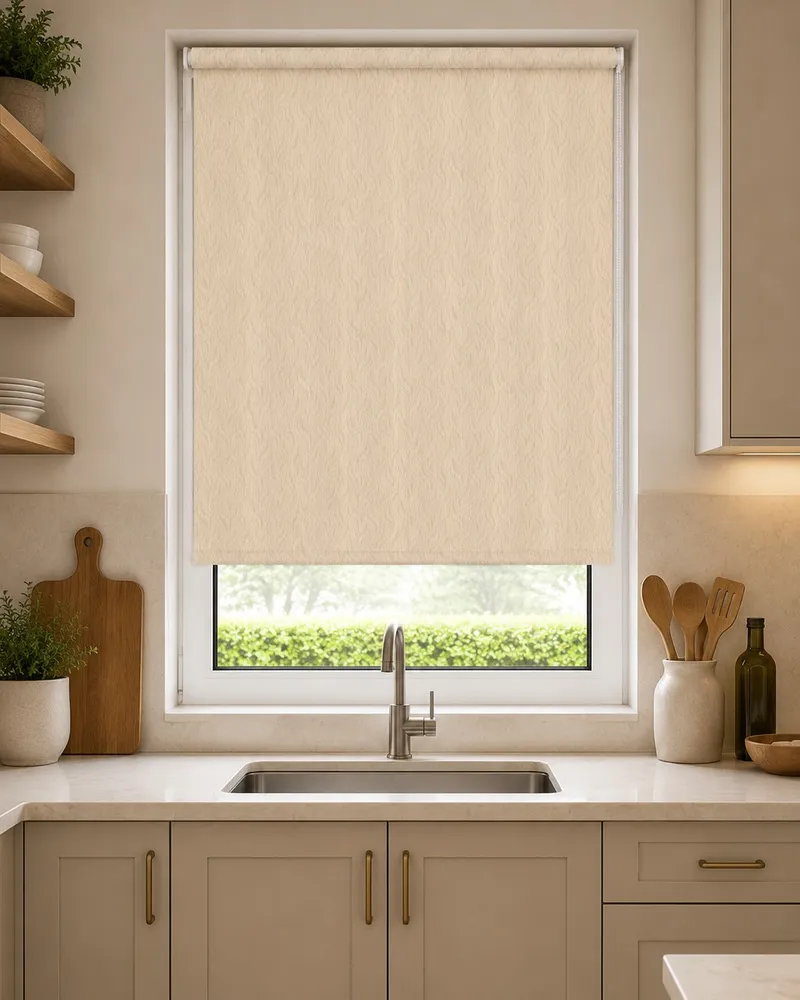Gravity Beige - Pvc Blackout Waterproof Roller Blind