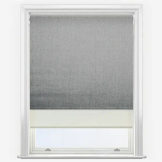 Double Roller Voga Blackout Smoke Grey & Cream Double Roller Blind