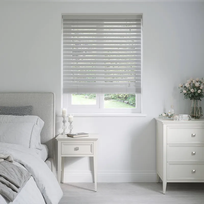 Satellite Fine Grain Grey Faux Wooden Blinds 50mm