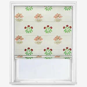 William Morris At Home Lily Flower Embroidery Madder Roman Blind