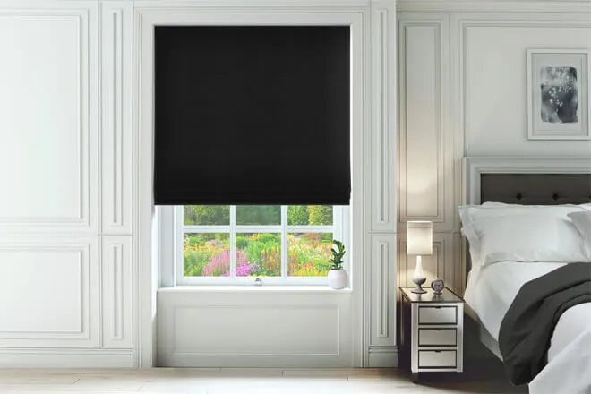 Lennox Black - Faux Silk Twist Fit No Drill Roman Blind