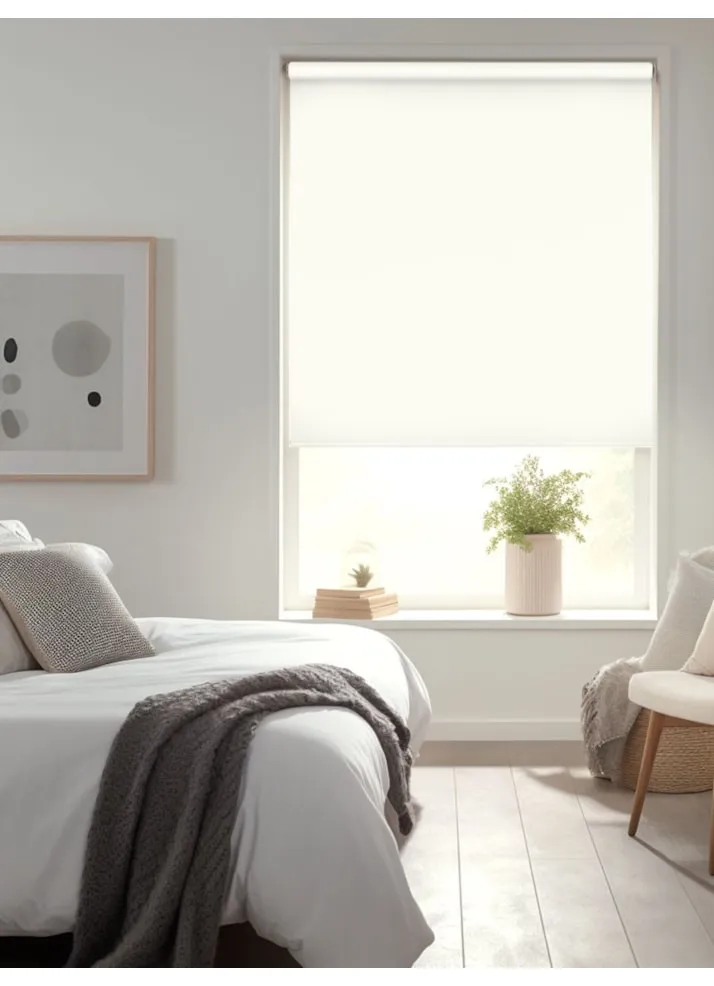 Winter White Blackout Thermal Roller Blind
