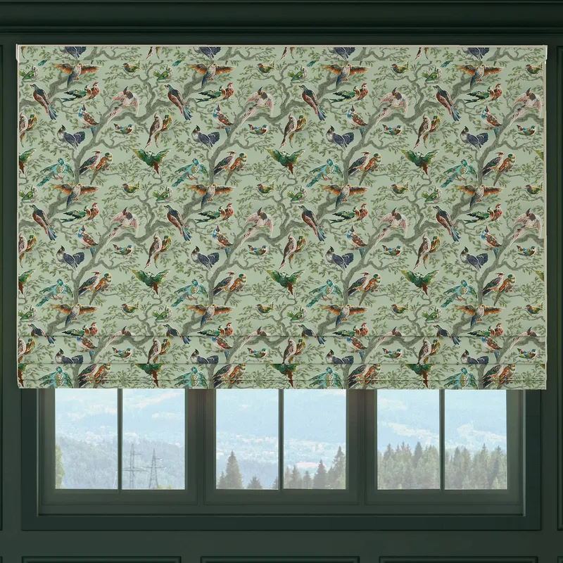 House Llewelyn-bowen Birdity Absurdity Printed Made To Measure Roman Blind Emerald