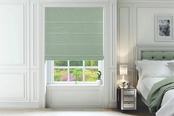 Collodi Light Sage - Herringbone Woven Roman Blind