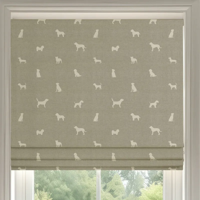 Ante Decor Woof Printed Cotton Made To Measure Roman Blind Beige Cream