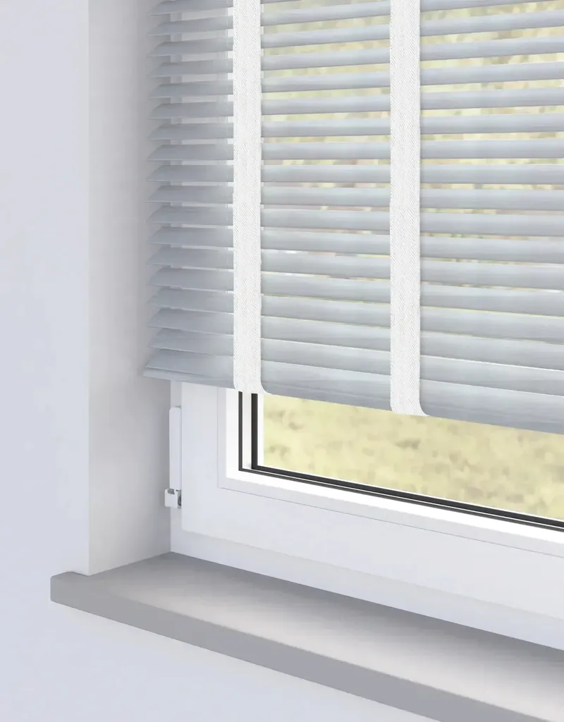 Aquawood White Grain Faux Wooden Blind With Tape - 50mm
